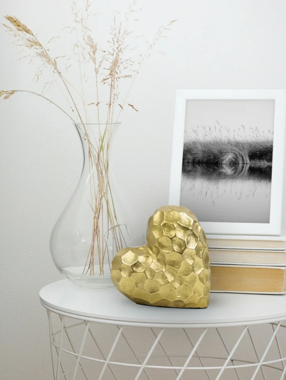 PRICE FIRM Mainstays Hammered Gold Heart Sculpture